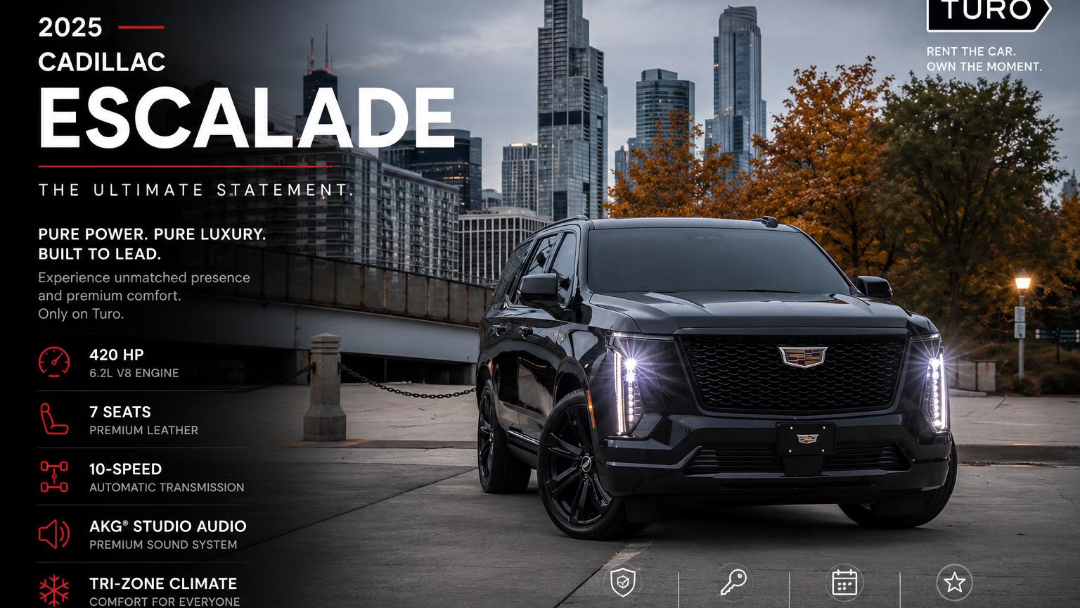 Cadillac Escalade 2025 — Exotic car rental alternative in Tinley Park, IL